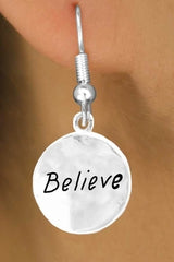 Believe charm earring